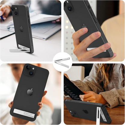 Mini Phone Kickstand, Folding Invisible Portable Metal Cell Phone Stand Holder for Desk, Compatible with iPhone, Samsung and All Cellphones, Black