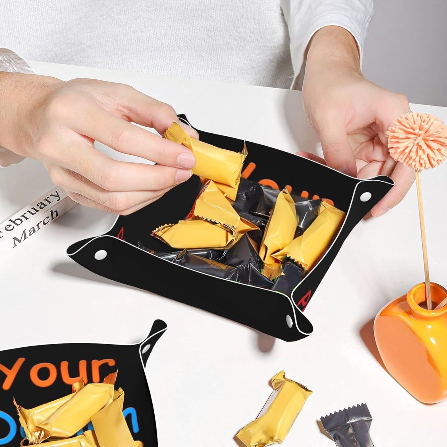Tray Leather Valet Tray Forest Tree Reindeer Catchall Trays Key Organizer Night Stand Organizer Bedside Vanity Trays Decor for Entryway Table