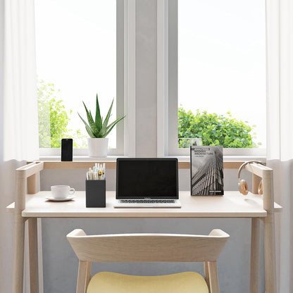Pen Holder for Desk,Nordic Elegance Square Silicone Pencil Holder Soft Minimalist Desk Pen Cup Stand Waterproof Multifunctional Office Supplies for Home,Kids and School(Grey)