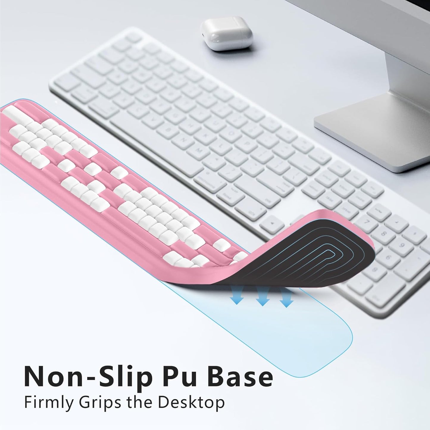 MEKASS Keyboard Wrist Rest, Ergonomic Wrist Pad, Soft Memory Foam Keyboard Hand Rest with Non-Slip Base, Easy Typing, Pain Relief, Comfort Support for Office Work Gaming Computer Accessories (Black)