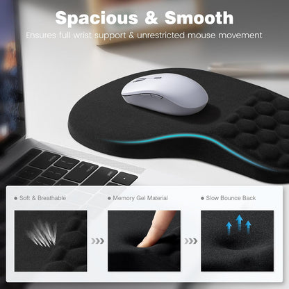 Ospelelf Ergonomic Mouse Pad and Keyboard Stand Wrist Rest Set, Memory Foam Comfort, Pain Relief for Typing, Office Desk Accessories, Moonlit Blossoms