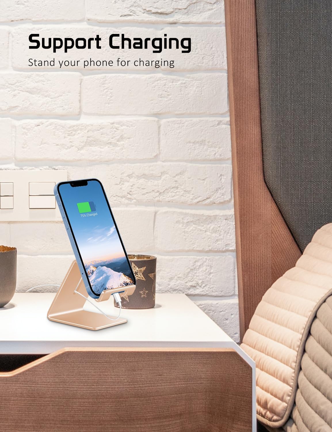 Desktop Cell Phone Stand Holder, Aluminum Solid Portable Universal Desk Stand for iPhone 16 15 14 13 12 11 X 8 7 6 Plus 5 Ipad 2 3 4 Mini Samsung Huawei All Mobile Smart Phone, Silver
