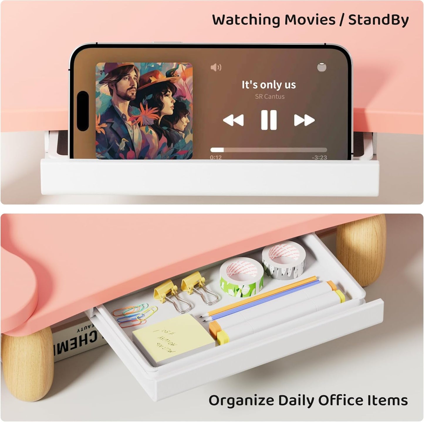 AFOOYO Monitor Stand Riser,31.5-Inch LED Light Wood Computer Monitor Stand with Adjustable Acrylic Legs,Desk Accessories Desktop Organizer Stand for, Computer,Laptop,Printer,PC TV Screen Riser,Black