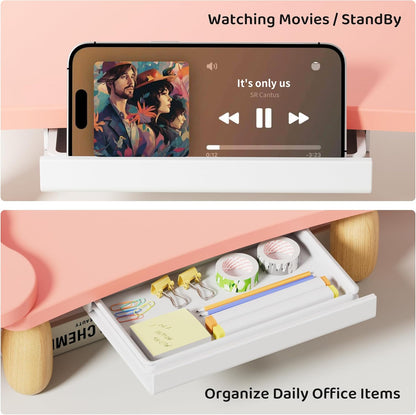 AFOOYO Monitor Stand Riser,31.5-Inch LED Light Wood Computer Monitor Stand with Adjustable Acrylic Legs,Desk Accessories Desktop Organizer Stand for, Computer,Laptop,Printer,PC TV Screen Riser,Black