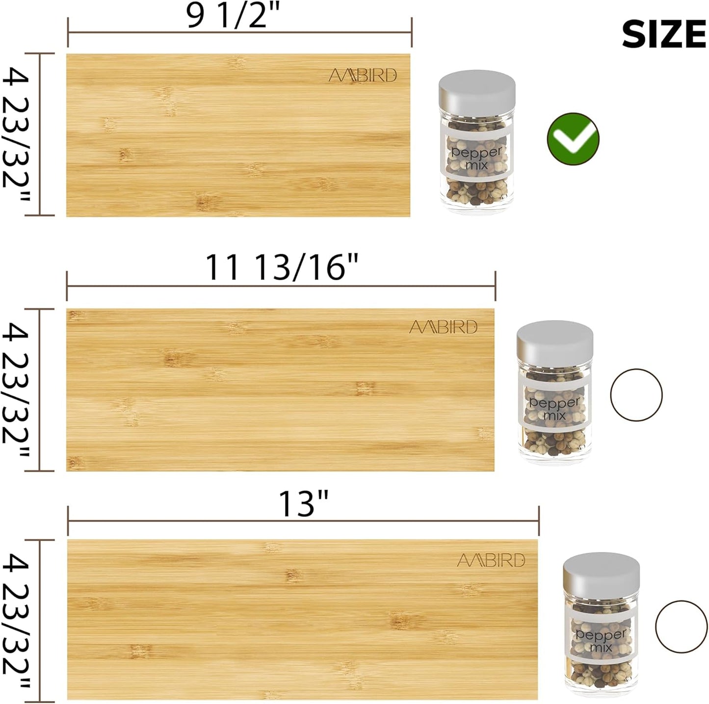 AMBIRD Spice Drawer Organizer, 4 Tier-2 Set Clear Spice Rack Tray Expandable From 11'' to 22'', Seasoning Organizer with non-slip tape for Kitchen, Cabinet, Drawers, Countertop(JARS NOT INCLUDED)