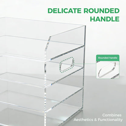 2-Tier Clear Acrylic Paper Trays, Desk File Organizer, A4 Paper Holder, Low-Profile Desk File Sorter for Office/Home, Clear Stackable Letter Tray for Bills, Crafts, Notebooks - Horizontal