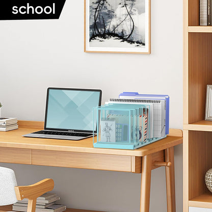 File Organizer for Desk, 5-Section Vertical File Sorter, Paper Holder Organizer Standing Metal File Folder for Office Home Classroom, Black