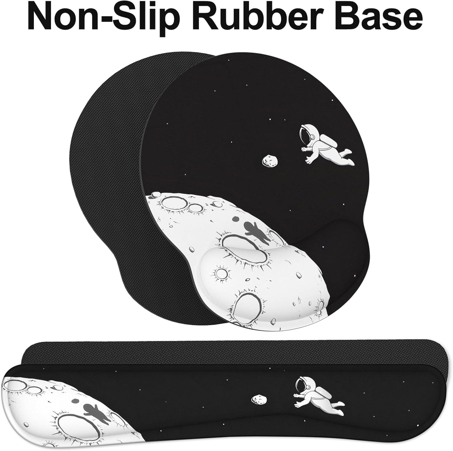 Ergonomic Mouse Pad with Wrist Rest and Keyboard Wrist Rest, Memory Foam Wrist Rest for Computer Keyboard, Easy Typing, Pain Relief, Mouse Pad Wrist Support for Gaming,Office, Laptop, Black Flower