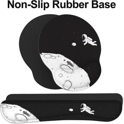 Ergonomic Mouse Pad with Wrist Rest and Keyboard Wrist Rest, Memory Foam Wrist Rest for Computer Keyboard, Easy Typing, Pain Relief, Mouse Pad Wrist Support for Gaming,Office, Laptop, Black Flower