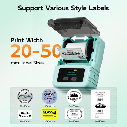 Phomemo M120 Bluetooth Label Maker - Portable Thermal Barcode Printer with App, 2" Wide Labels, Wireless Sticker Printer for Small Business,Home Office,QR Codes,Address Labels - iOS/Android Compatible