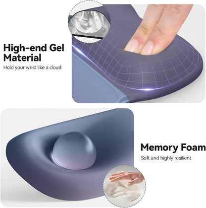 TECKNET Gel Mouse Pad with Wrist Rest, 3 in 1 Keyboard Wrist Rest for Pain Relief, Non-Slip PU Base & Easy Typing, Ergonomic Mousepad Set for Office & Home（Black）