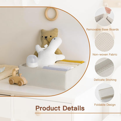 Criusia Drawer Organizer Clothes, 10 Pack Dresser Organizer for Baby Clothes, Underwear, Sock- Foldable Closet Organization and Storage Dividers Bins for Nursery, Bedroom (Beige)