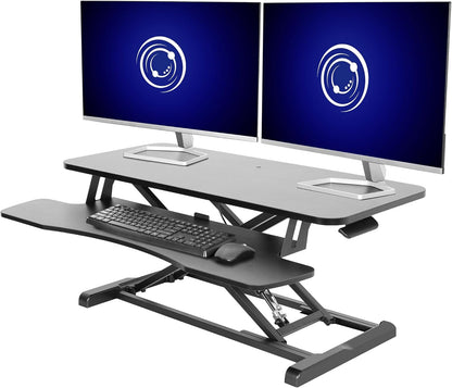 VIVO 26 inch Desk Converter, K Series, Height Adjustable Sit to Stand Riser, Dual Monitor and Laptop Workstation with Keyboard Tray, Black, DESK-V026KB