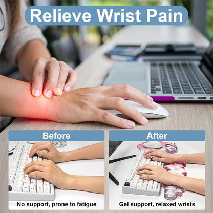 Gel Wrist Rest and Cloud Mouse Pad Support for Keyboard and Mouse - Ergonomic Pink Keyboard Wrist Pad Set for Typing Pain Relief/Computer/Laptop/Gaming/Home/Office (Cloud Shape, Gradient Blue Pink)
