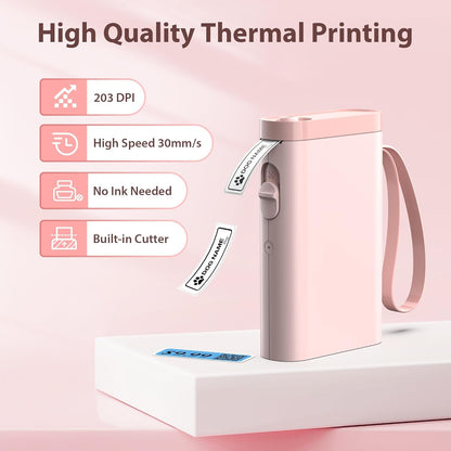 P21 Label Maker Machine with Tape, Bluetooth Label Printer Thermal Mini Label Makers with Built-in Cutter and Multiple Templates, Portable Printers for School, Office, Home Use (Green)