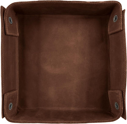 Hide & Drink, Leather Catchall Tray, Easy Access Organizer for Keys, Coins, Change, Jewelry, Watches, Smartphones, Durable, Vintage Style, Handmade :: Bourbon Brown