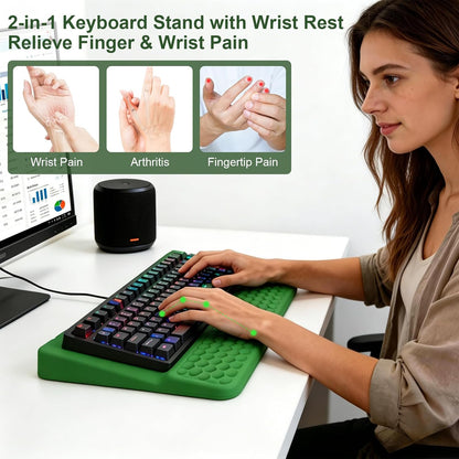 Keyboard Stand with Wrist Rest, Computer Keyboard Pad with Wrist Support, Ergonomic Keyboard Riser Holder Lift Tray, Soft Memory Foam Desk Wrist Pad for Office, Home, School - Black