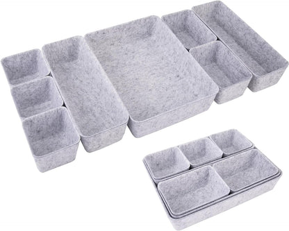 Desk Drawer Organizer Bins, 8pcs Felt Shallow Bathroom Storage Trays, Office Accessories & Workspace Organizers Jewelry & Makeup Boxes Containers(Black)