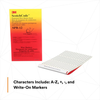 3M ScotchCode Pre-Printed Wire Marker Book SPB-03, Vinyl Coated, Black Printed Numbers (10) each 1–45, White Background Highlights Characters, 1 Book