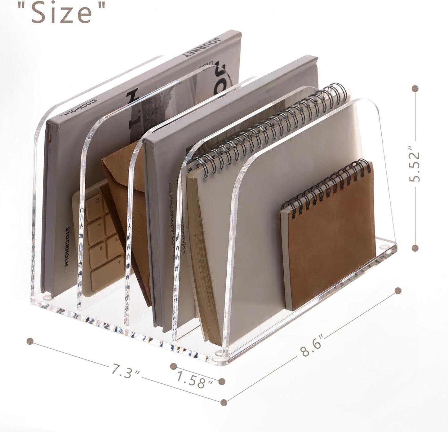 YUXUN Clear Acrylic Desktop File Sorter Organizer,Upright File Organizer, 3-Section Bookshelf for Home Office & Classroom