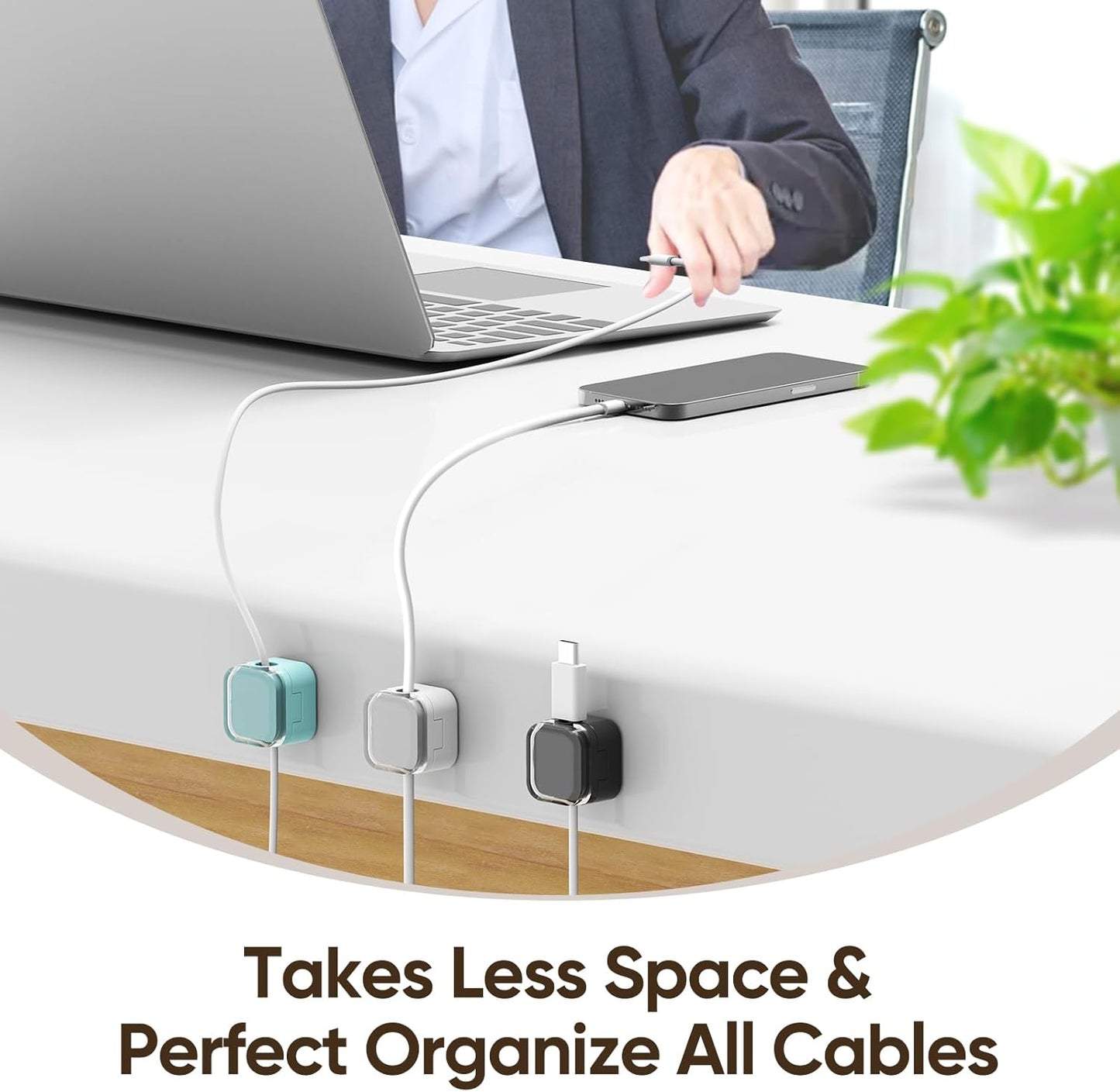 9-Pack Magnetic Cord Holder - Magnetic Cable Clips Strong Adhesive Desk Cable Management | Cable Management Cord Holder Organizer for Home Office Desk Phone Car Wall Desktop Nightstand (Black)