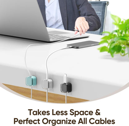 9-Pack Magnetic Cord Holder - Magnetic Cable Clips Strong Adhesive Desk Cable Management | Cable Management Cord Holder Organizer for Home Office Desk Phone Car Wall Desktop Nightstand (Black)