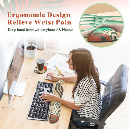 Gimars Upgrade Enlarge Silky and Superfine Fabric Gel Memory Foam Keyboard Wrist Rest Set, Ergonomic Keyboard Mouse Wrist Support for Typing Pain Relief, Comfort for Office, Gaming, Computer