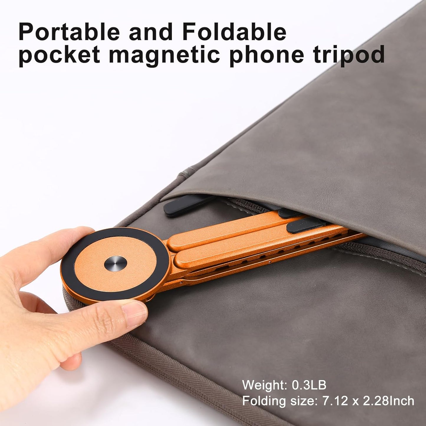 3-in-1 Foldable Magnetic Phone Tripod Stand, Portable Aluminum Alloy Adjustable Holder for Tablet, Laptop MacBook Pro/Air 10–16", Magnet Phone Mount Compatible with MagSafe iPhone Android
