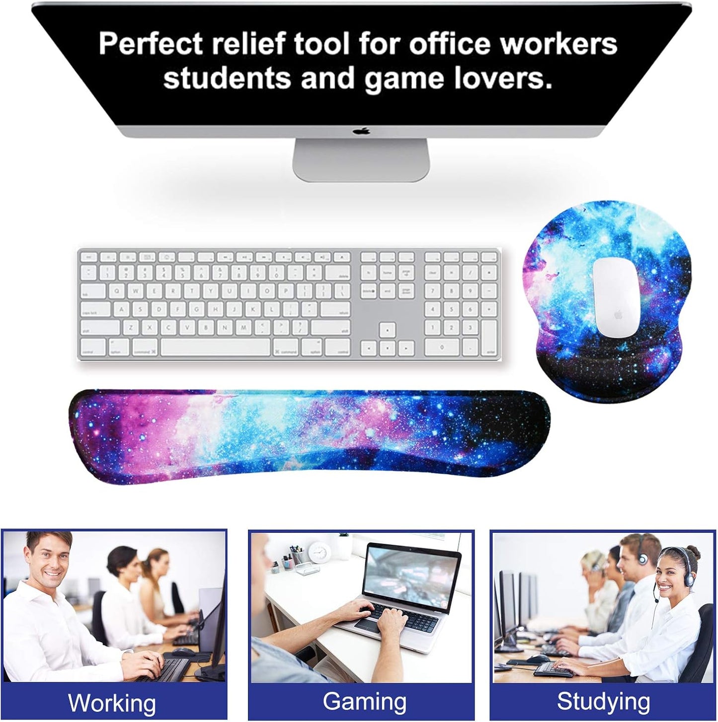 ArtSo Upgraded Wrist Rest Support for Mouse Pad & Keyboard, Ergonomic Gel Mousepad Non-Slip Rubber Base Home,Office Pain Relief, Easy Typing Cushion Neoprene, Soft Memory Foam, Purple Heart Butterfly