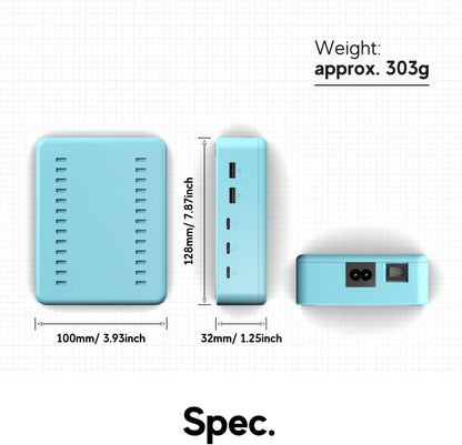 Charging Station Charger Organizer for Multiple Devices 75W 5 Ports USB-C USB-A Charger Stand Power Bank MacBook Neo Cellphone Students' Tablet Kindle iPhone Ipad Nintendo Switch