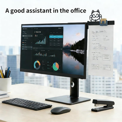 Monitor Document Holder, Paper Holder for Typing with Magnetic Clip, Adhesive Mount Paper Clip Holder, 270° Adjustable Typing Stand for Office Monitor, Desktop Monitors