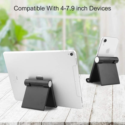 Mobile Phone Holder, Phone Stand Desk Desktop Mobile Holder Adjustable Foldable Portable Video Call Mount (1PH -Black)