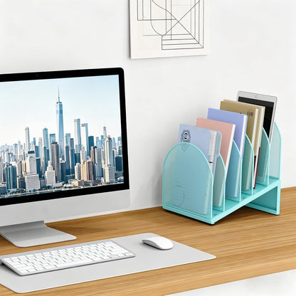 gianotter Desktop File Organizer, Desk Organizer with 5 Compartments, Paper Organizer for Desk, Workspace Organizers for Office Supplies (Black, Upright Style)