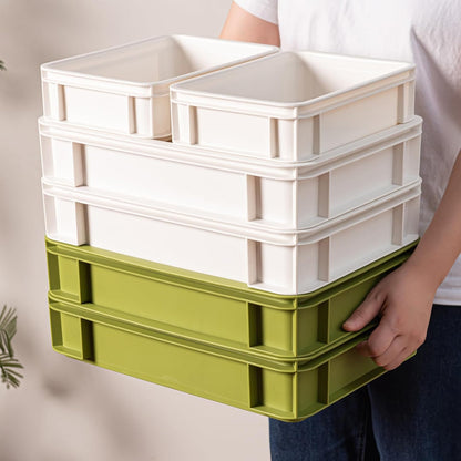 Stackable Organizer Boxes - Create Your Perfect Modular Desktop Storage System Office Desk Organizer Set15.8''*11''*3.26'' (Beige, 6Large)