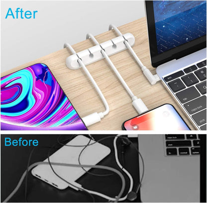 Cable Organizer Clips 2-Pack (5-Slot & 3-Slot) – Strong Adhesive Cord Holder for Desk, USB & Charging Cables, Silicone Wire Organizer for Home Office & Car – No-Drill, Keeps Cables Tidy