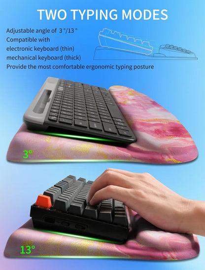 Ergonomic Wave Wrist Rest with Keyboard Stand, Cushioned Palm Rest, Comfortable Integrated Memory Foam for Natural Typing and Relieve Wrist Pain, Dark Night Black