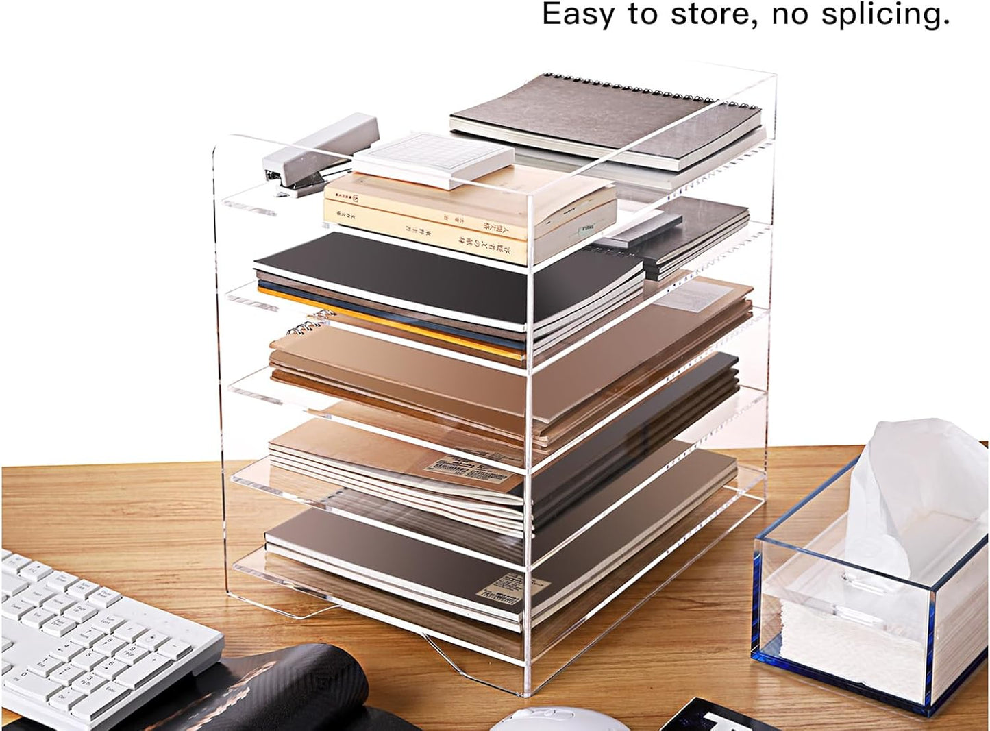 HeZone Paper Organizer Letter Tray, Clear Acrylic Paper Tray, School Teacher Office Supplies Organization, Stackable Desk File Organizer, Classroom Decor and Accessories-2 Pack…