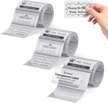 Clabel Printable White Cable Labels 6 Rolls of Thermal Self-Adhesive Paper Labels Tape, 25x78mm (1"x3") 100 Sheets Per Roll, Black Print on White Sticker Tags Durable