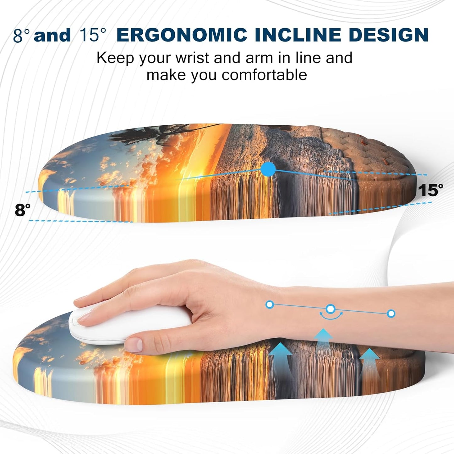 Ergonomic Mouse Pad and Keyboard Wrist Rest with Massage Design, Space-Saving Mouse Pad Wrist Support, Memory Foam Wrist Rest with Non-Slip PU Base for Computer Desk, Black