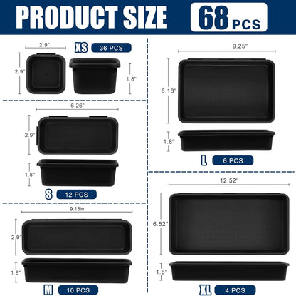 【LARGE SIZE】【68PCS】Tool Box Organizer Tray Divider, 【5 Size】Toolbox Desk Drawer Organizer, Organization and Storage Toolbox for Garage Accessories (68PCS 5Sizes)