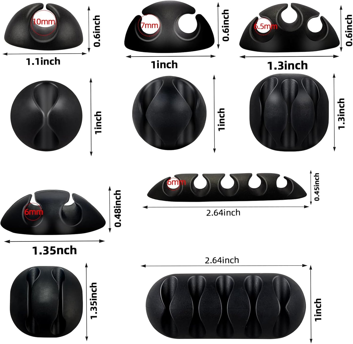 Adhesive Cable Clips Organizer 16 Pack Black Cord Holders for Desk Under Computer, Strong Sticky Wire Management Clips for Home Office TV Car Mouse Nightstand Accessories
