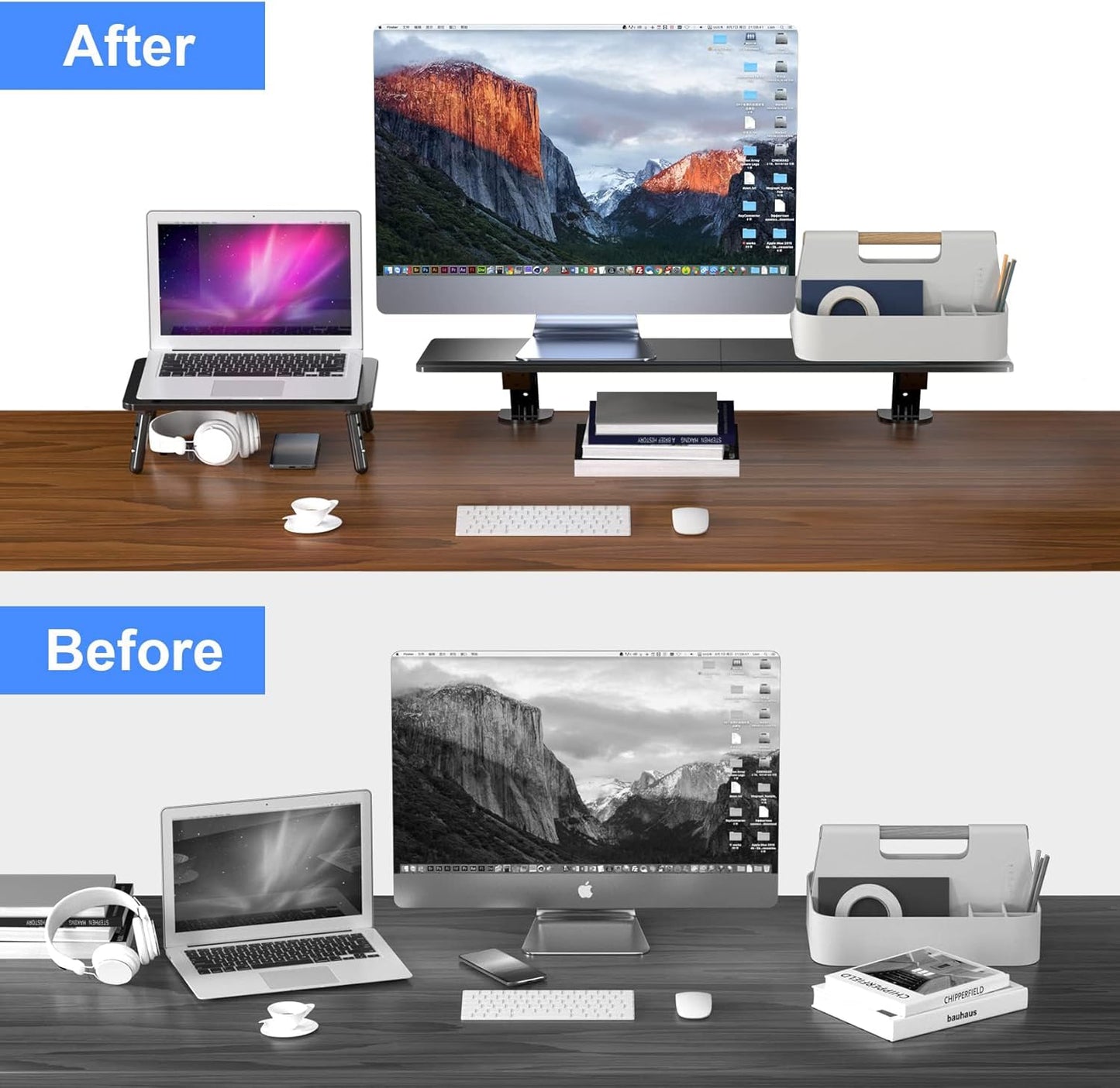 suptek Monitor Stand Riser for Computer,Laptop,Printer, Notebook and All Flat Screen Display with Vented Metal Platform and 4 Inches Height Underneath Storage (MST004)