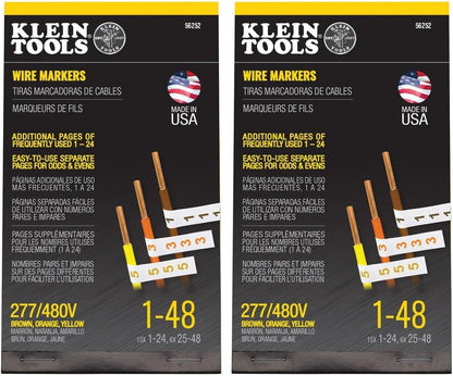 Klein Tools 56250 Wire Marker Book for Cable Management, Electric Panel Organization Wire Label Stickers, Numbered 1-48