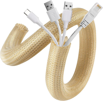 AGPTEK White Cable Sleeve, 2 Pack 5ft - 1.2 Inch Cable Management, Desk Cord Cover Organizer Wire Hider for Computer TV Wire Loom Tubing, Pet Proof Cord Protector from Cat Dog Chewing, White