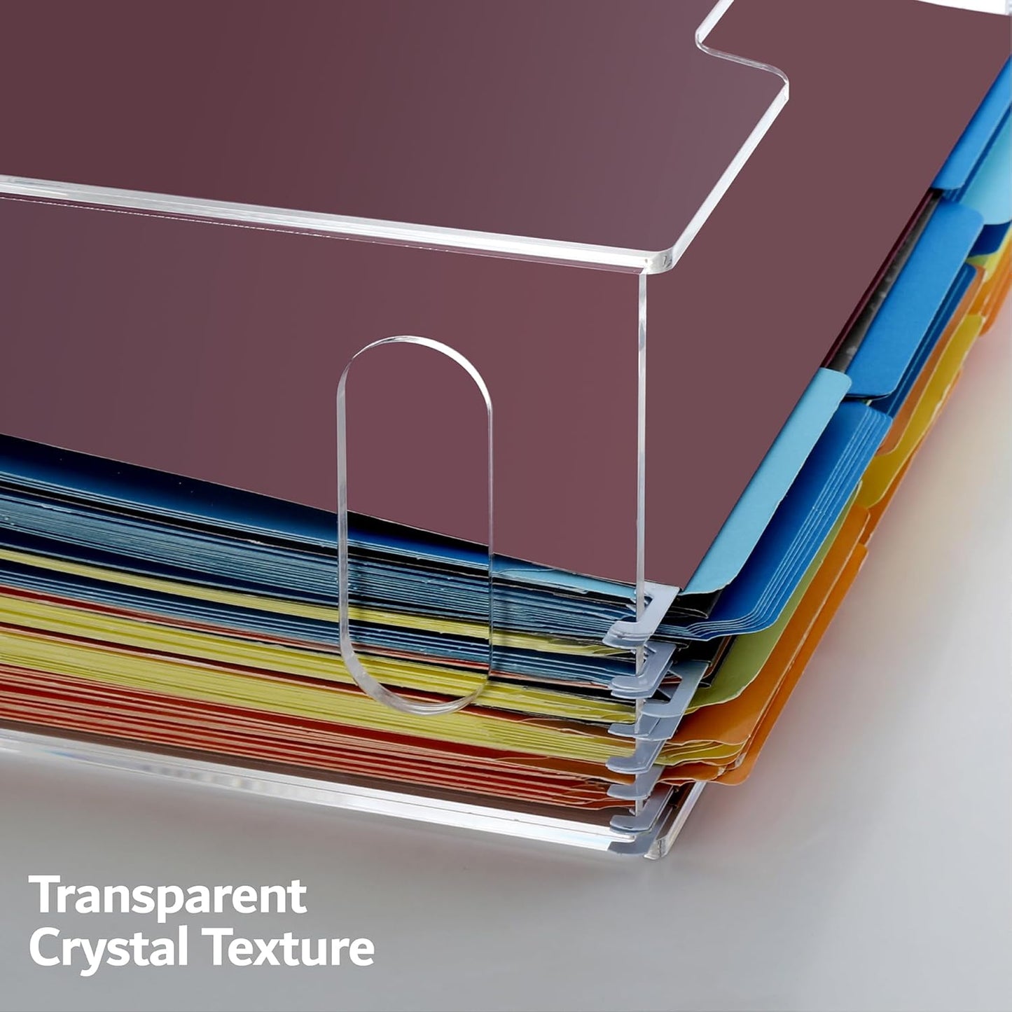 DINGHUO Acrylic File Folder Organizer, Hanging File Organizer Box, File Holder with Handles for Letter Size, Clear File Box Desktop Folder Storage for Office Home Work -1 Pack