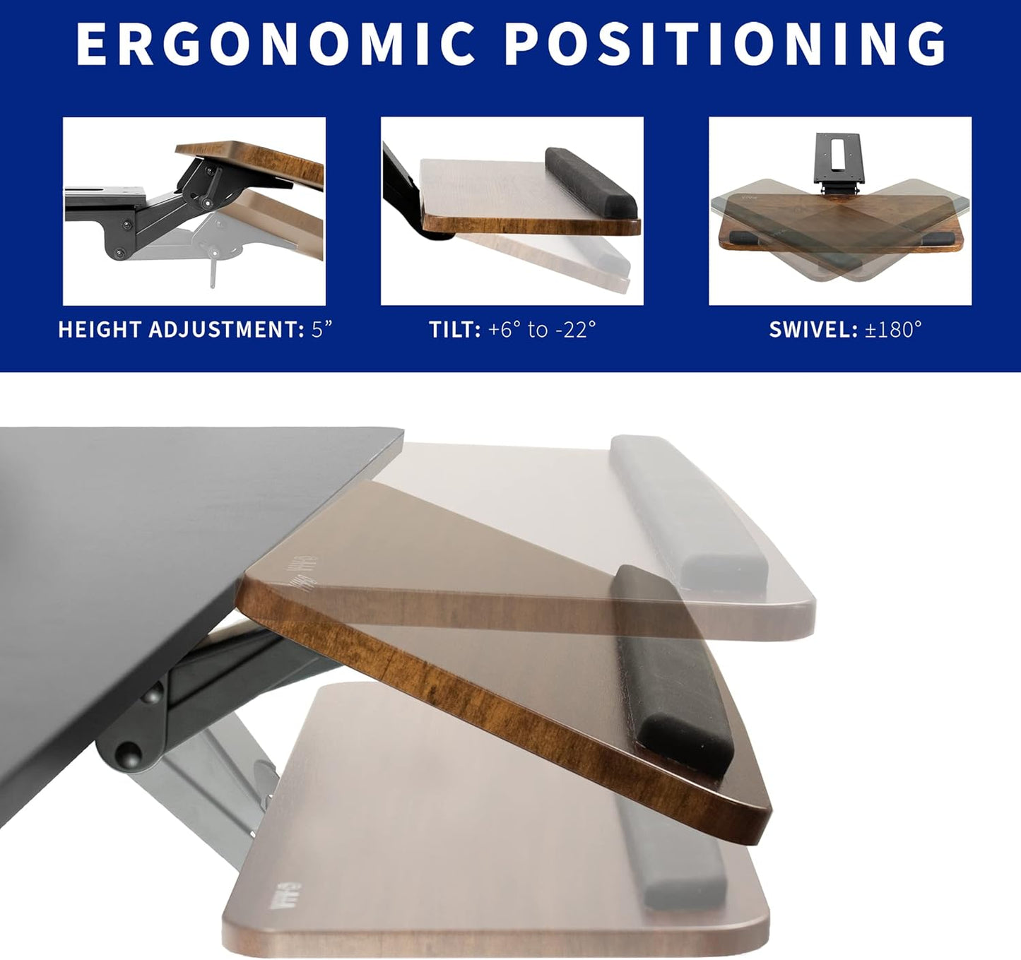 VIVO Adjustable Computer Keyboard & Mouse Platform Tray Ergonomic Under Table Desk Mount Drawer Underdesk Shelf (MOUNT-KB03B)