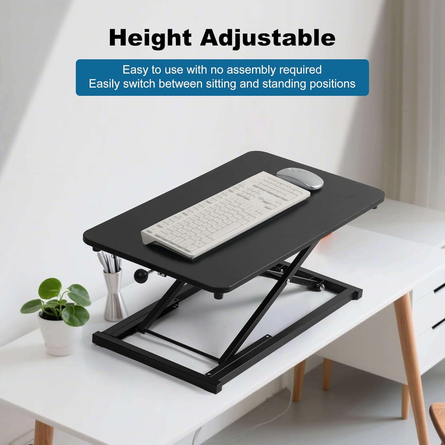Height Adjustable Standing Desk Converter, Computer Keyboard Stand for Desktop, Keyboard Riser for Stand Up Desk Riser, Ergonomic Sit Stand Workstations for Home Office