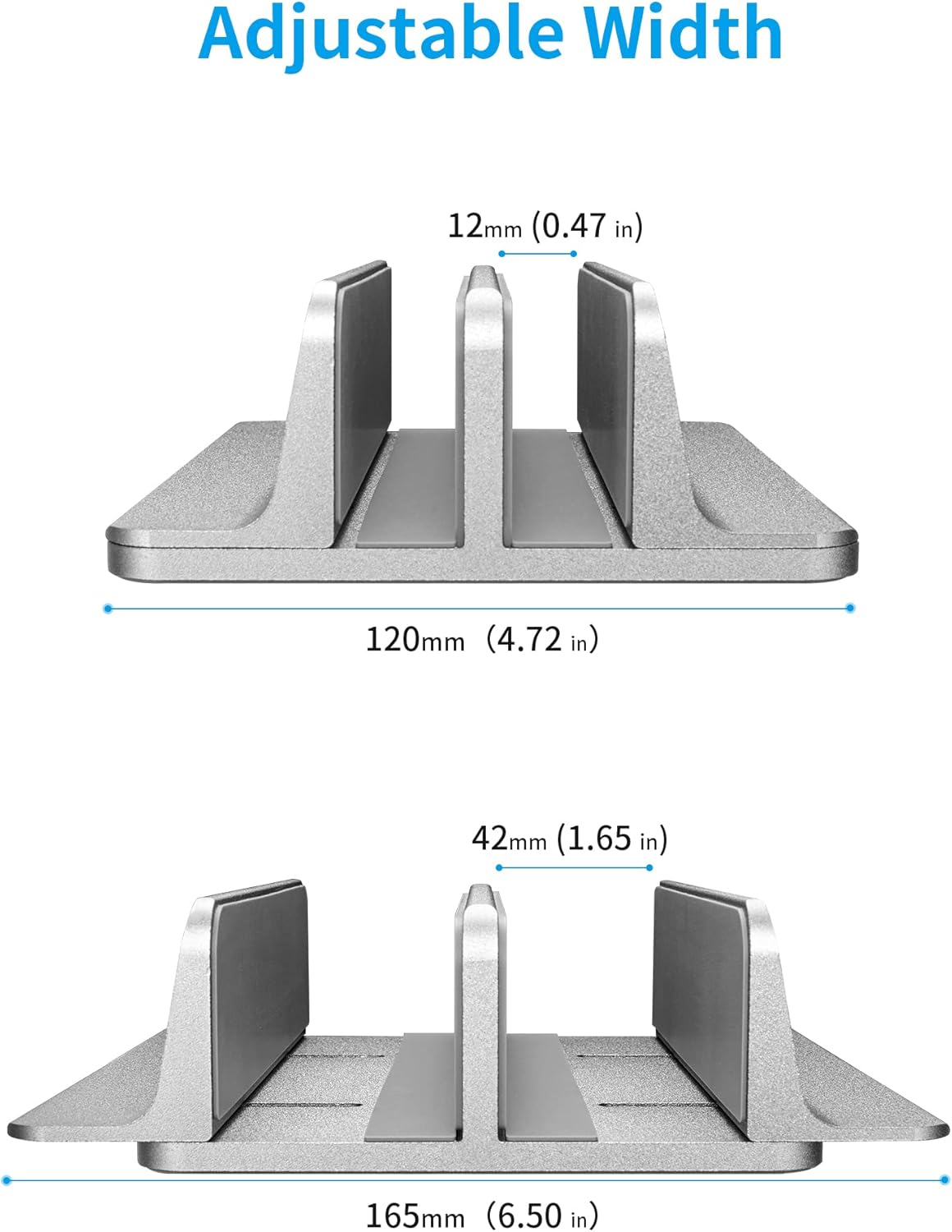 JARLINK Vertical Laptop Stand, Aluminum Laptop Holder Desktop Stand with Adjustable Dock Size (up to 17.3 inches) Compatible with All MacBook/Surface/Dell/Gaming Laptops (Silver)