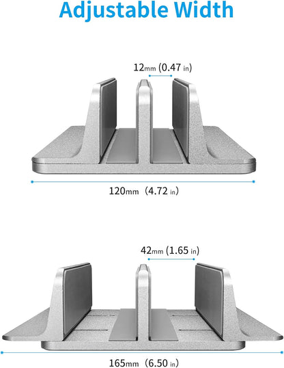 JARLINK Vertical Laptop Stand, Aluminum Laptop Holder Desktop Stand with Adjustable Dock Size (up to 17.3 inches) Compatible with All MacBook/Surface/Dell/Gaming Laptops (Silver)