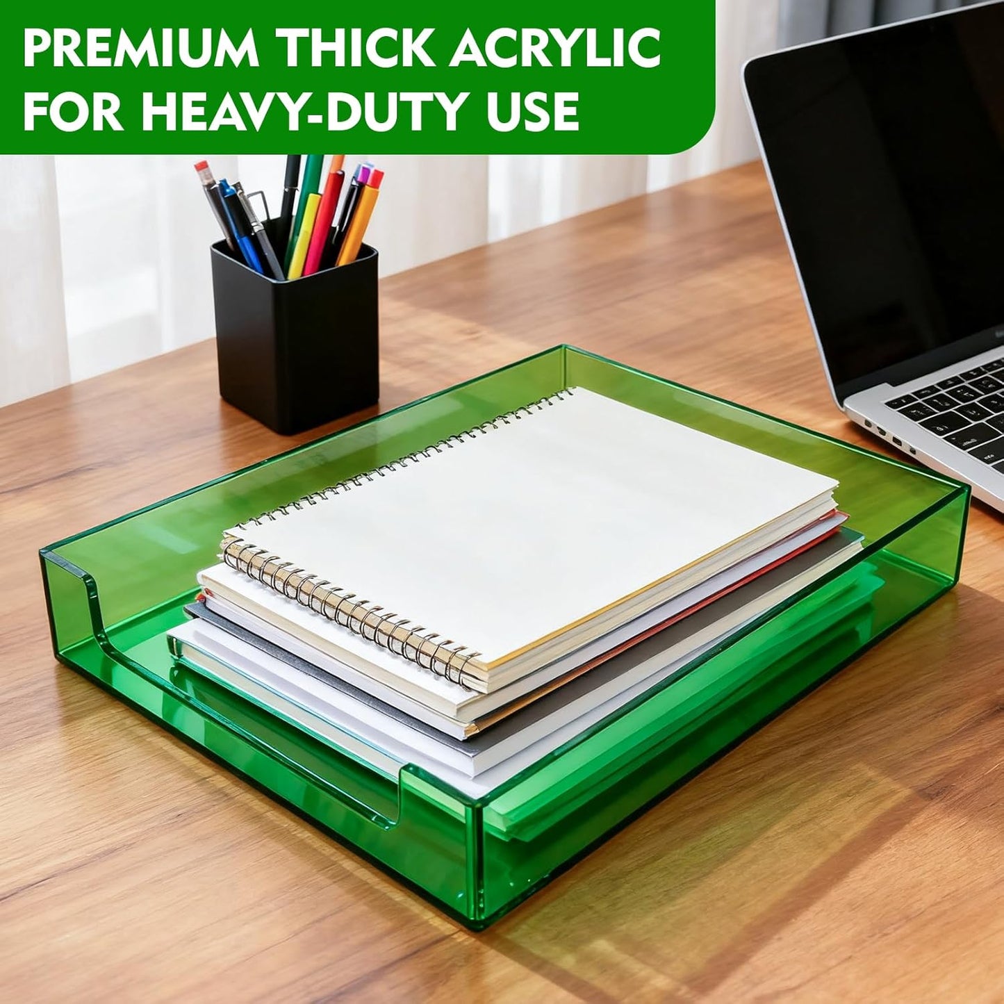 Paper Tray Acrylic File Organizer for Desk Letter Tray Desk Organizer Document Holder Sorter Storage for A4 Office Supplies Magazines, 13.8x10.6x2.4 Inches, Neon Pink